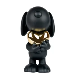 Snoopy Matte Black Figure with Chrome Gold Heart - 21.6