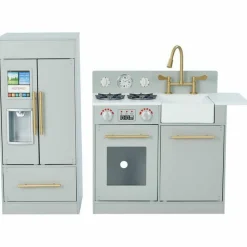 Teamson Kids Little Chef Charlotte Modern Modular Wooden Play Kitchen, Grey/Gold