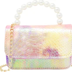 Tie Dye Crocodile Pearl Handle Bag - Pink