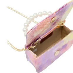 Tie Dye Crocodile Pearl Handle Bag - Pink