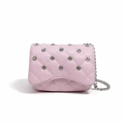 Tiny Crystal Stud Handbag - Pink