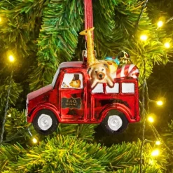 Toy Delivery Truck Glass Ornament