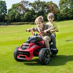 24V Freddo Spider 3-Wheel Motorcycle 2-Seater Ride On - Red