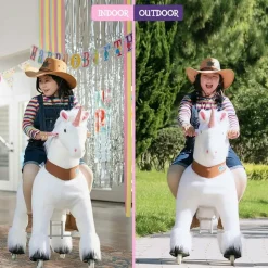 White Model U Ride-On Unicorn - 7+ Years
