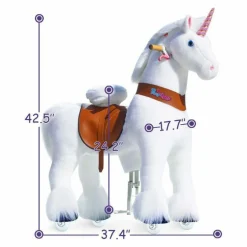 White Model U Ride-On Unicorn - 7+ Years