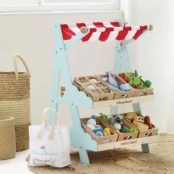 Wooden Market Stall & Fruit Play Food Crate