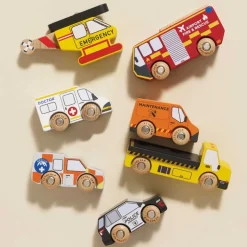 Wooden Set of 7 Emergency Vehicles