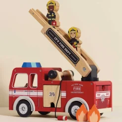 Wood Fire Engine with Firefighters