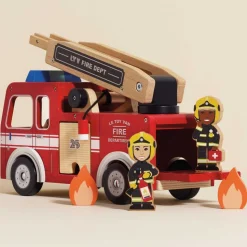 Wood Fire Engine with Firefighters